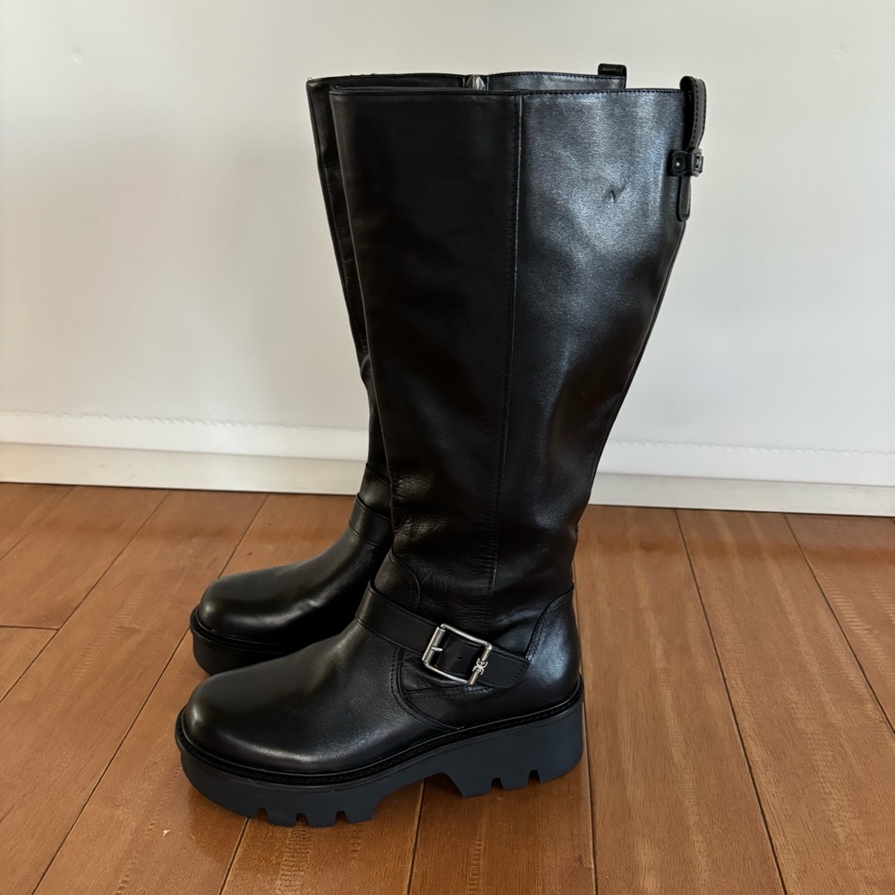 Sam Edelman Black Leather Combat Moto Boots